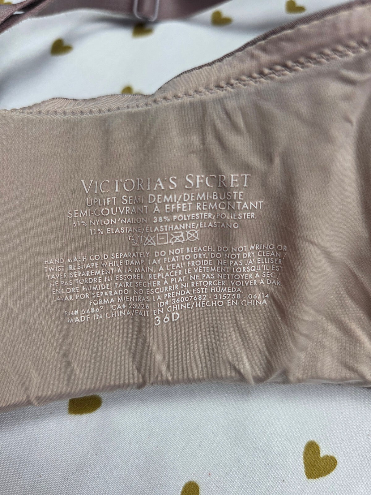 Victorias Secret Uplift Semi Demi Balconette Bra 36D