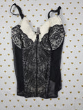 Victoria's Secret Lace Bustier Corset Black Ivory Sheer Mesh Lingerie 36D