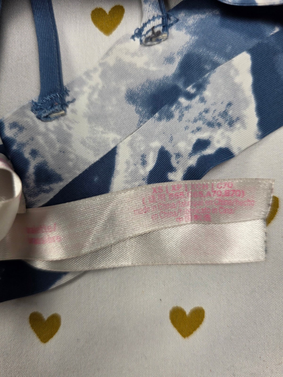 Victorias Secret Pink Marbled XS Blue Strappy Bralette Bra Top Tank