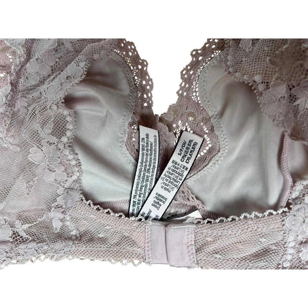 Victoria Secret Womens M Pink Lace Bralette Racerback Wireless Hook & Eye Back