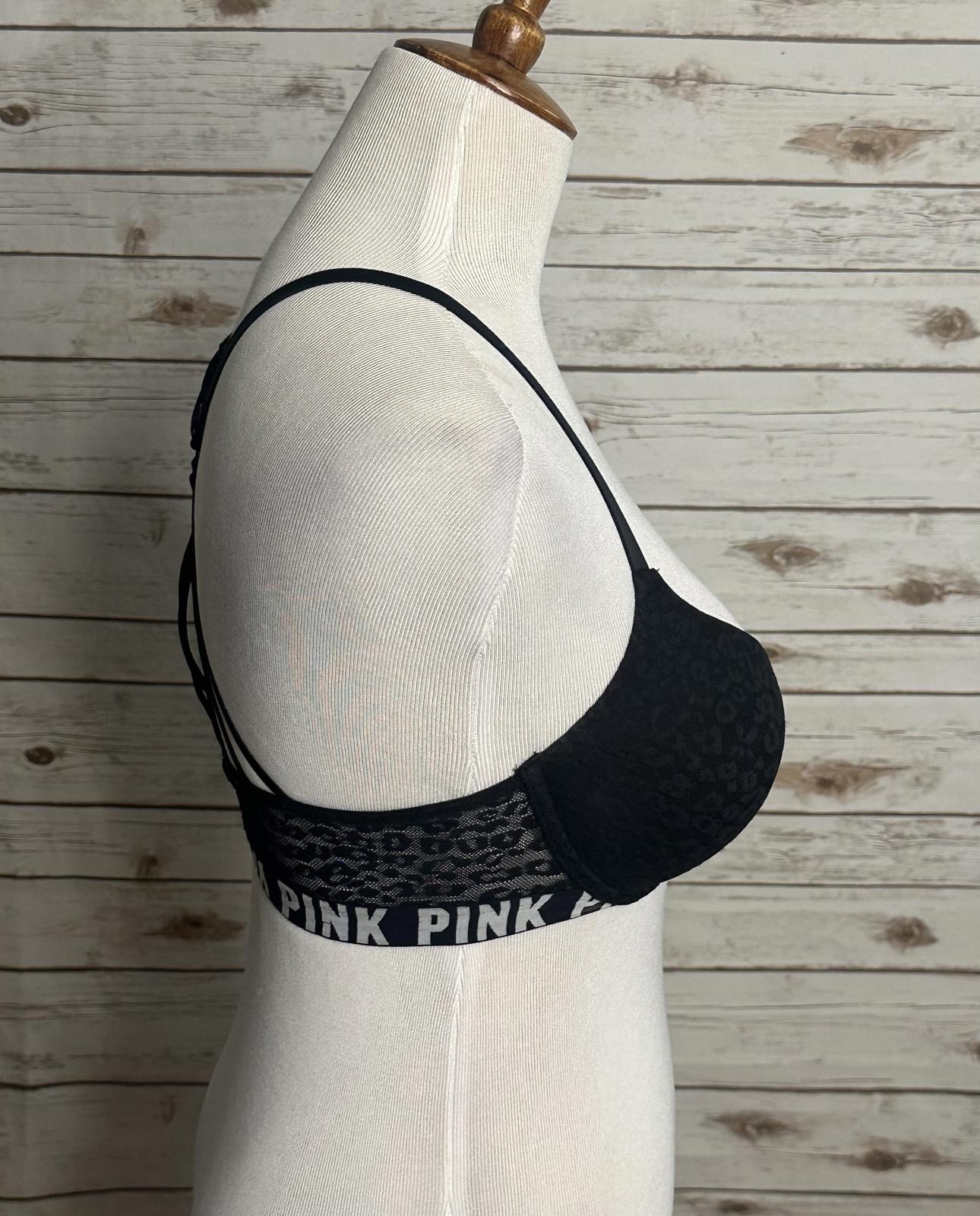 PINK Victoria's Secret lace strappy racerback push-up pigeonnant bra Size 32D