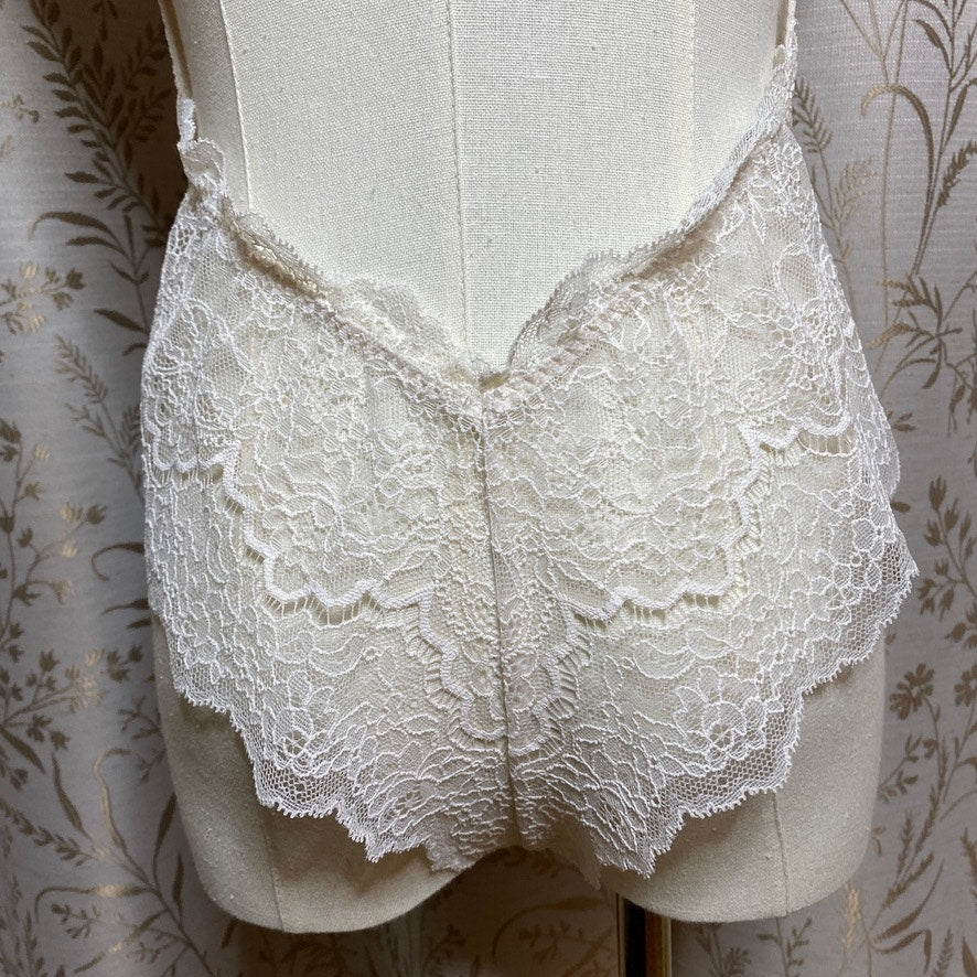 Victorias Secret White Lace Rhinestone Cheeky Teddy M/L Low Back Bridal Coquette