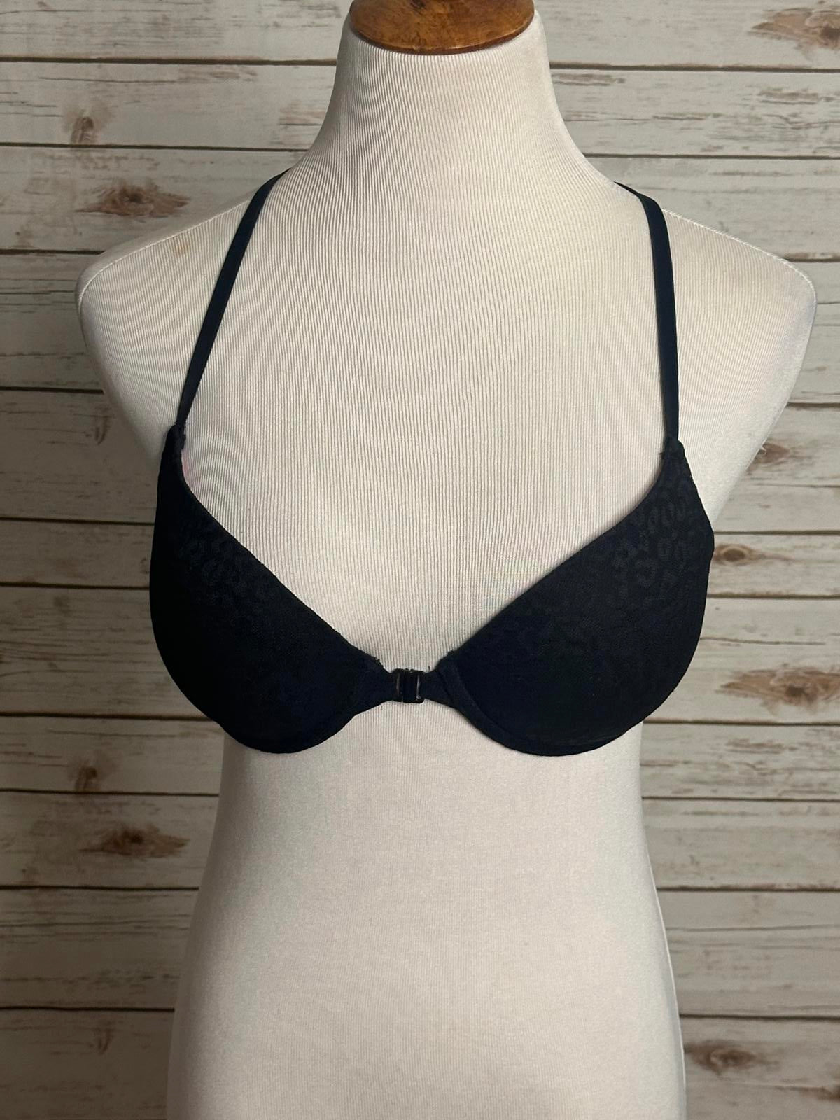 PINK Victoria's Secret lace strappy racerback push-up pigeonnant bra Size 32D