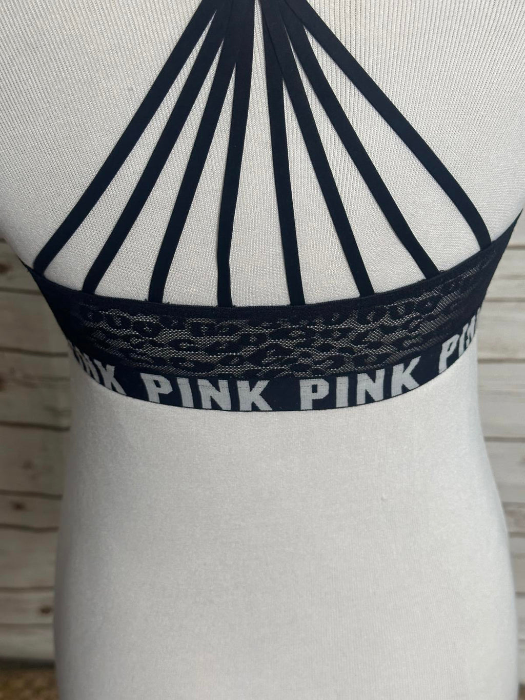 PINK Victoria's Secret lace strappy racerback push-up pigeonnant bra Size 32D