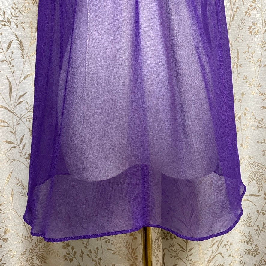 Victorias Secret Purple Chiffon Lace Babydoll Large Cage Back Whimsigoth Regency