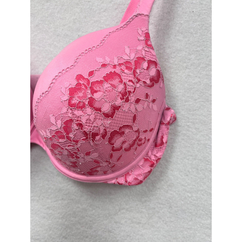 Victorias Secret Pink Floral Lace Bra 36DD #6265