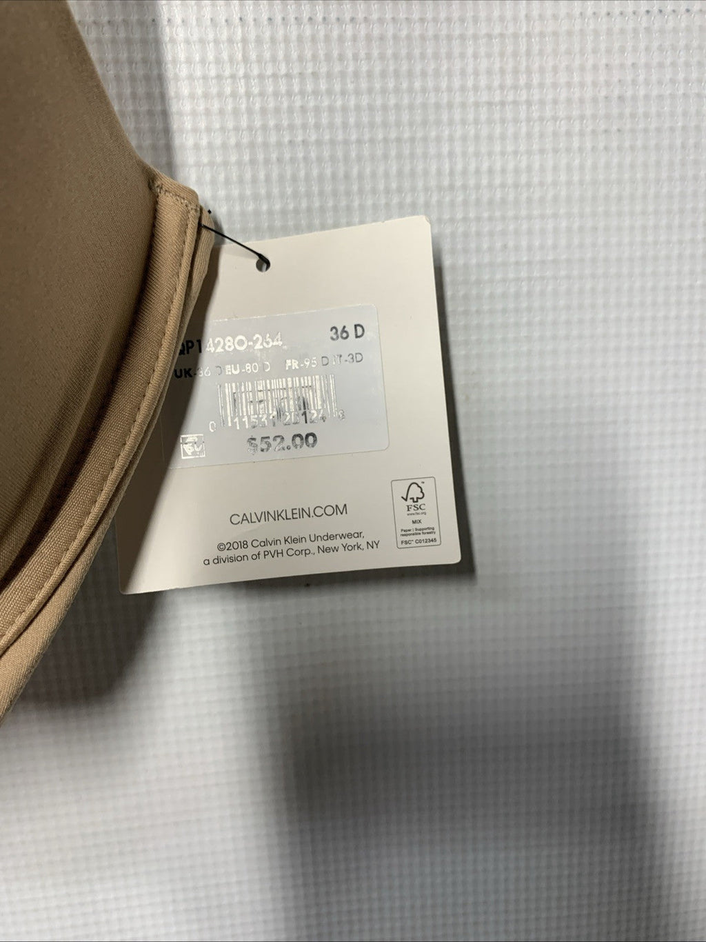 Calvin Klein QP1428O Women's Constant Push Up Plunge Bra Size 36D Underwire