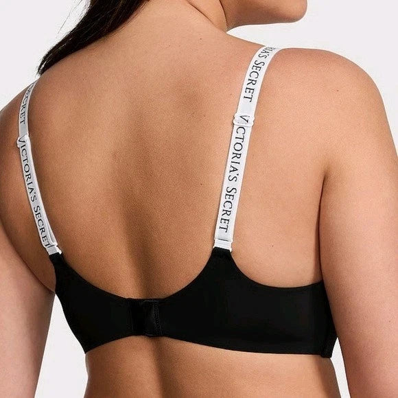 Victoria's Secret Logo Lightly Lined Non-Wired Bra Size 32D Black