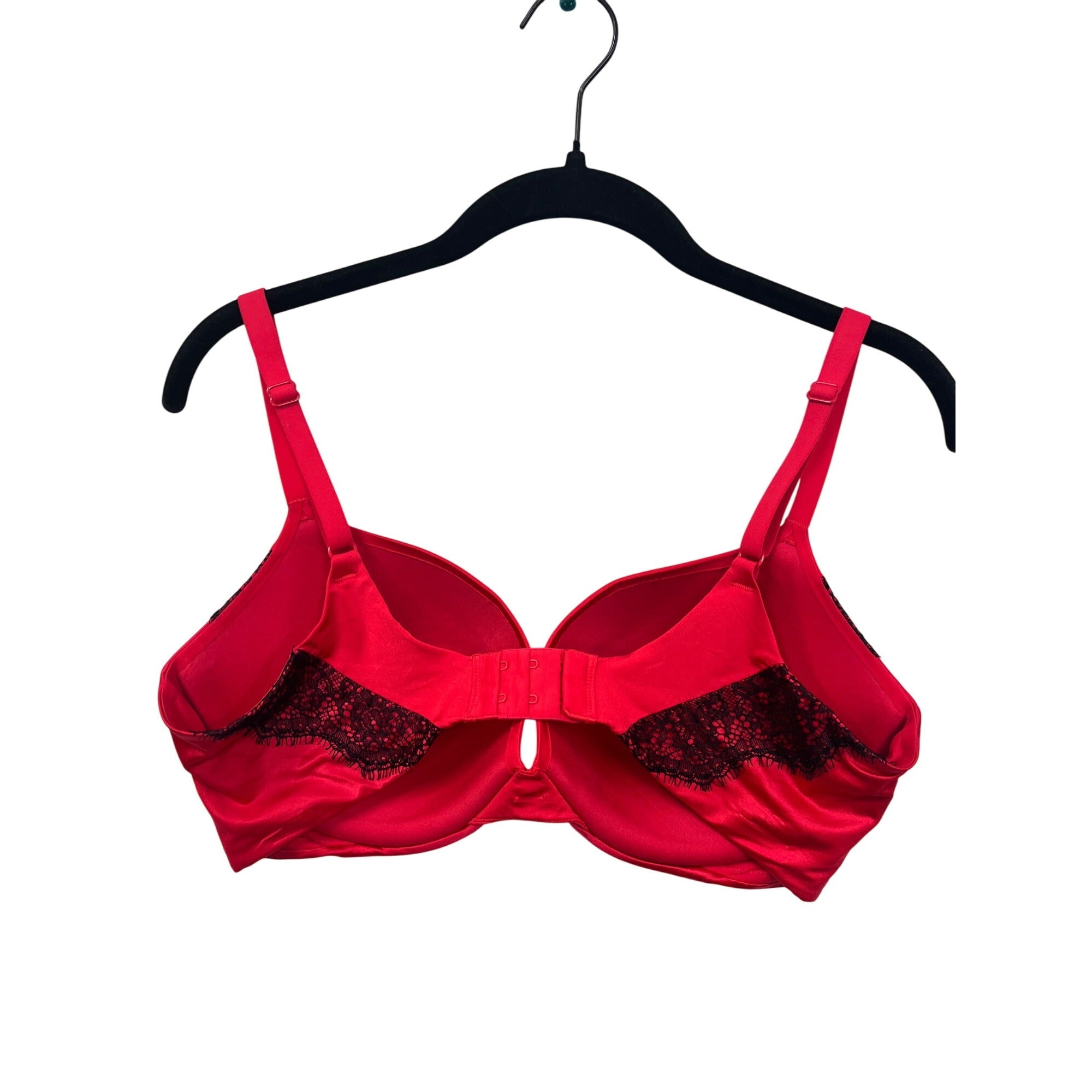 Women’s Victorias Secret Red Push-Up Bra With Black Lace Detail #6264