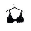 Victorias Secret Black Lace Floral Underwire Bra Size 34DD #139A